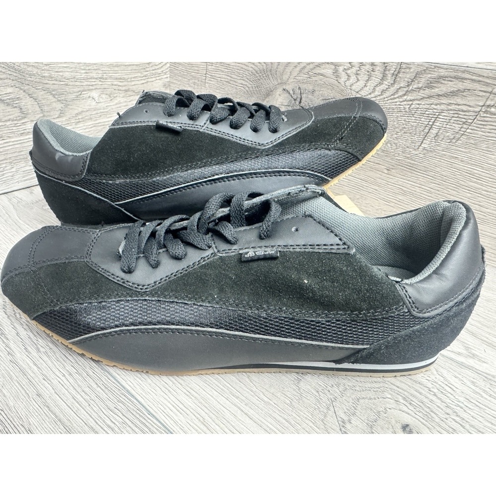 AGA Men's All Leather Upper "Black" Lace Up Sport Shoes  Size 9.5 Sneakers